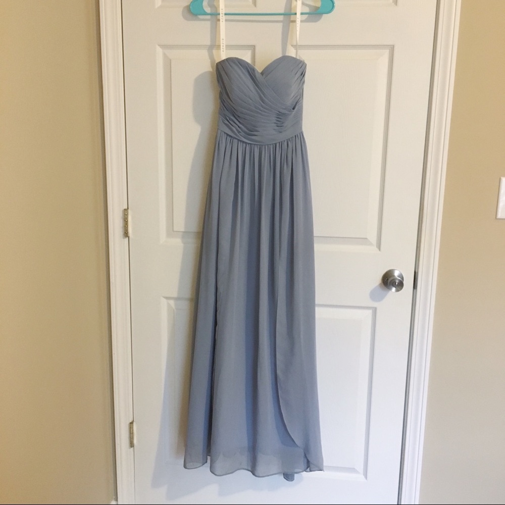 Azazie Dusty Blue Jasmine Strapless Dress
